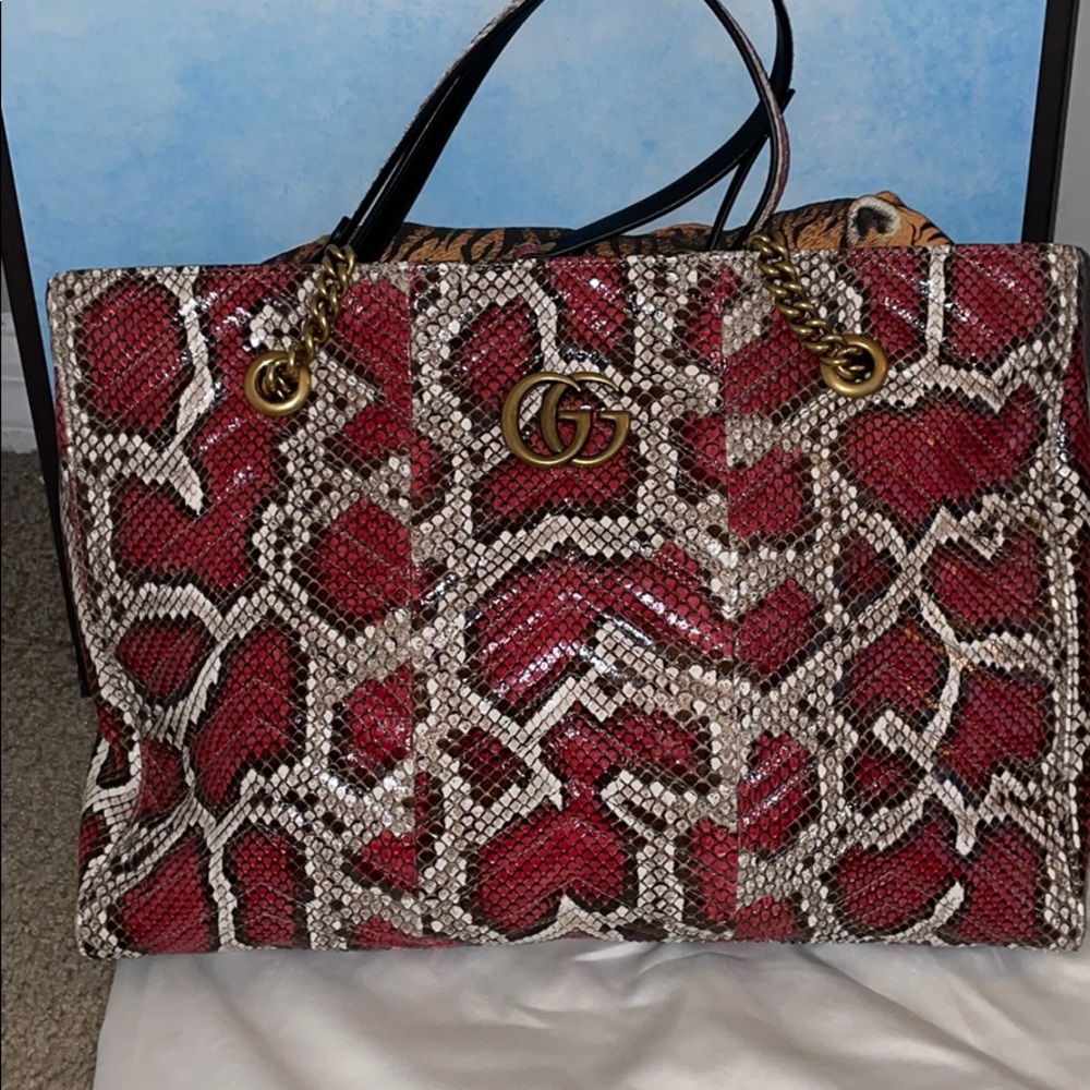 GUCCI MEDIUM GG MARMONT TOTE PYTON 2.0 ✨SUPER RARE ✨ - Picture 2 of 7